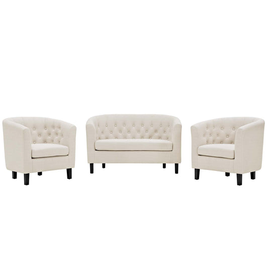 Prospect 3 Piece Upholstered Fabric Loveseat and Armchair Set