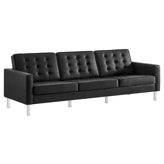 Loft Tufted Vegan Leather Vegan Leather Sofa