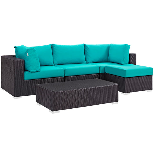 Convene 5 Piece Outdoor Patio Sectional Set