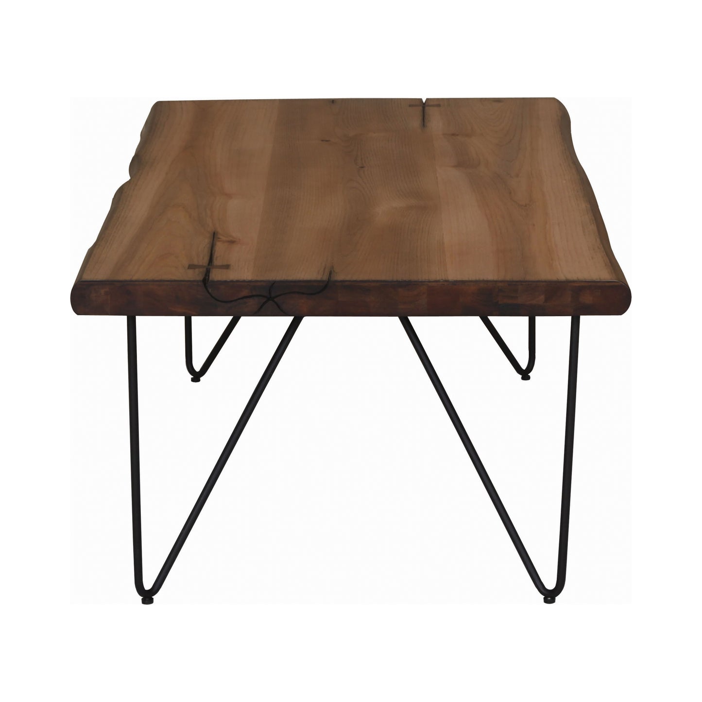 Coffee Table with Hairpin Legs Natural Honey and Gunmetal