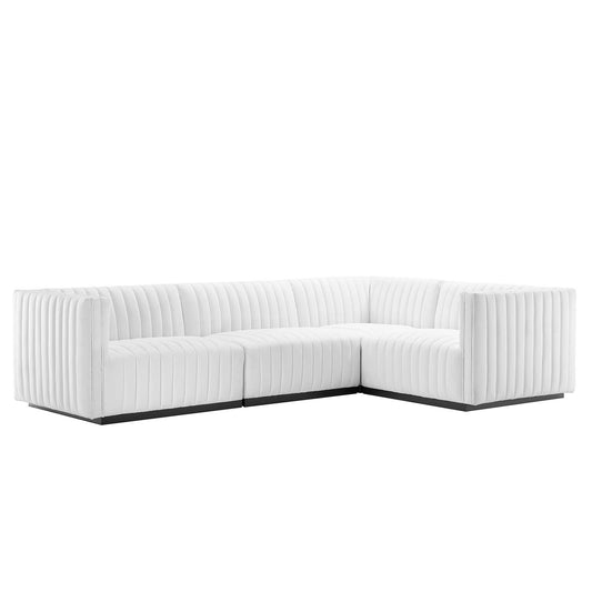 Conjure Channel Tufted Upholstered Fabric 4-Piece L-Shaped Sectional