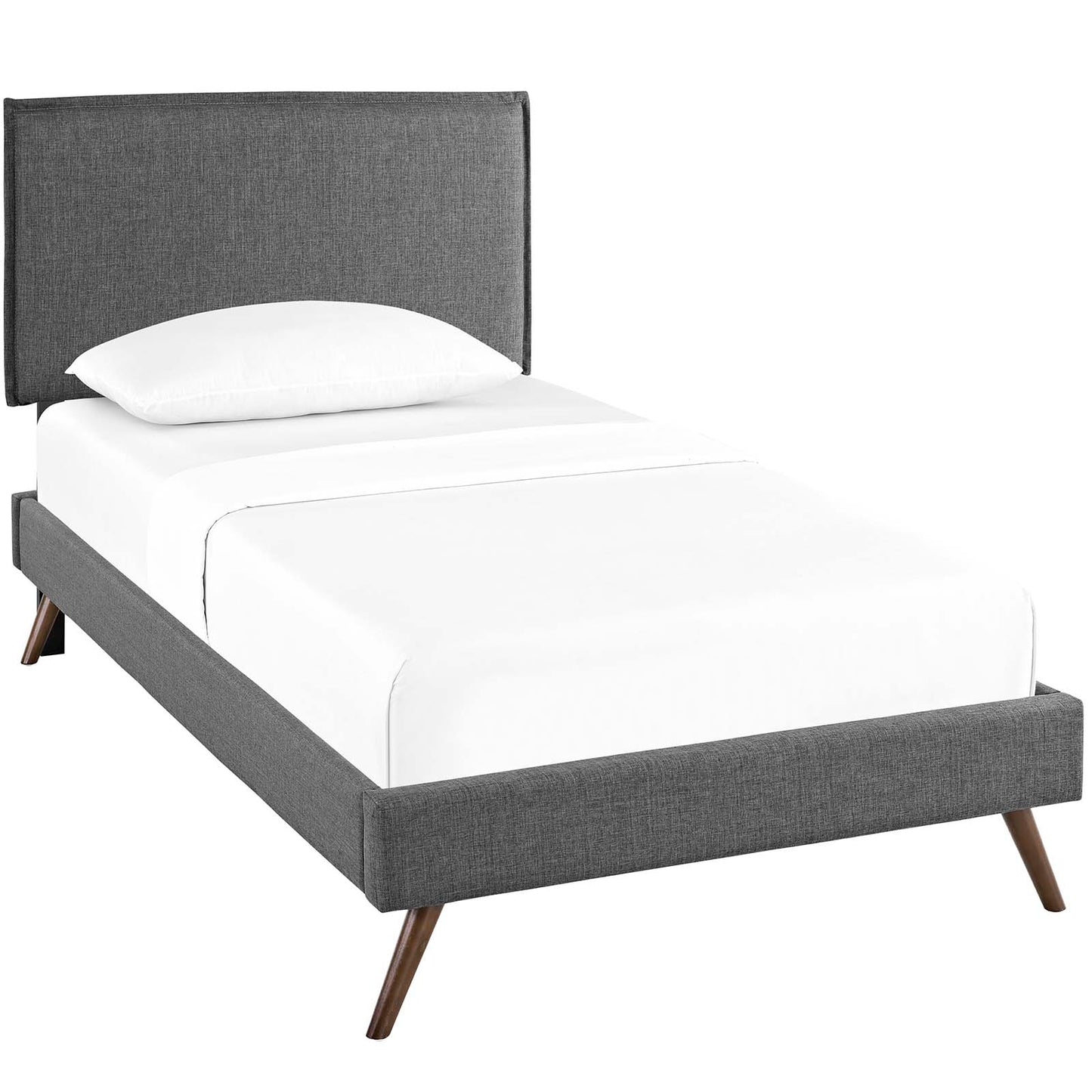 Amaris Twin Fabric Platform Bed with Round Splayed Legs