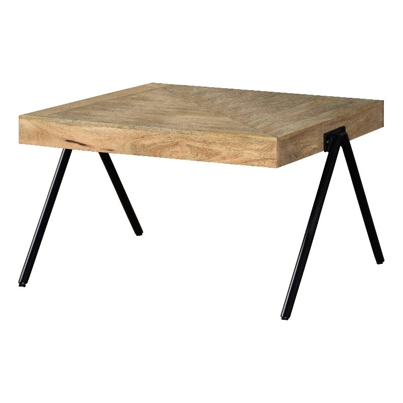 Rectangular Coffee Table with Metal Legs Natural and Black