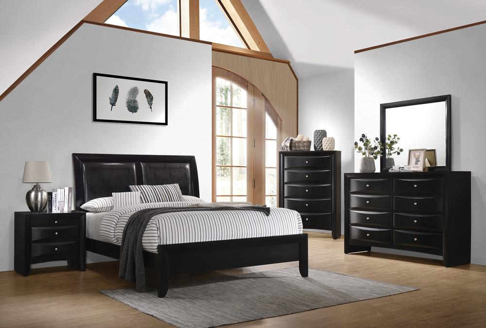 Briana Eastern King Upholstered Panel Bed Black