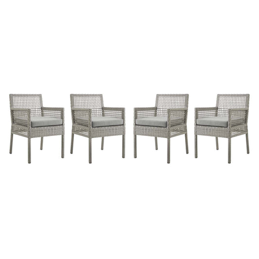 Aura Dining Armchair Outdoor Patio Wicker Rattan Set of 4