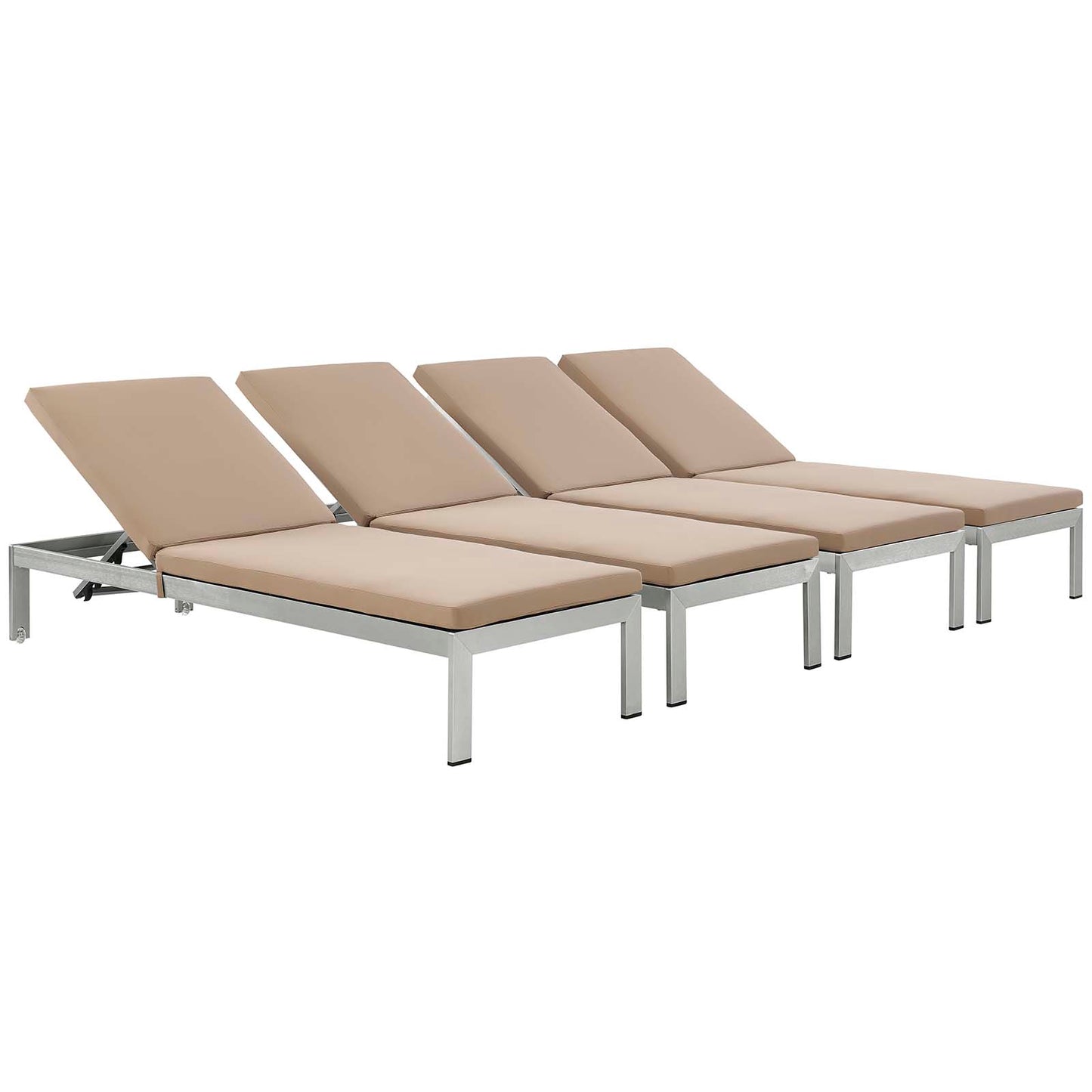 Shore Chaise with Cushions Outdoor Patio Aluminum Set of 4