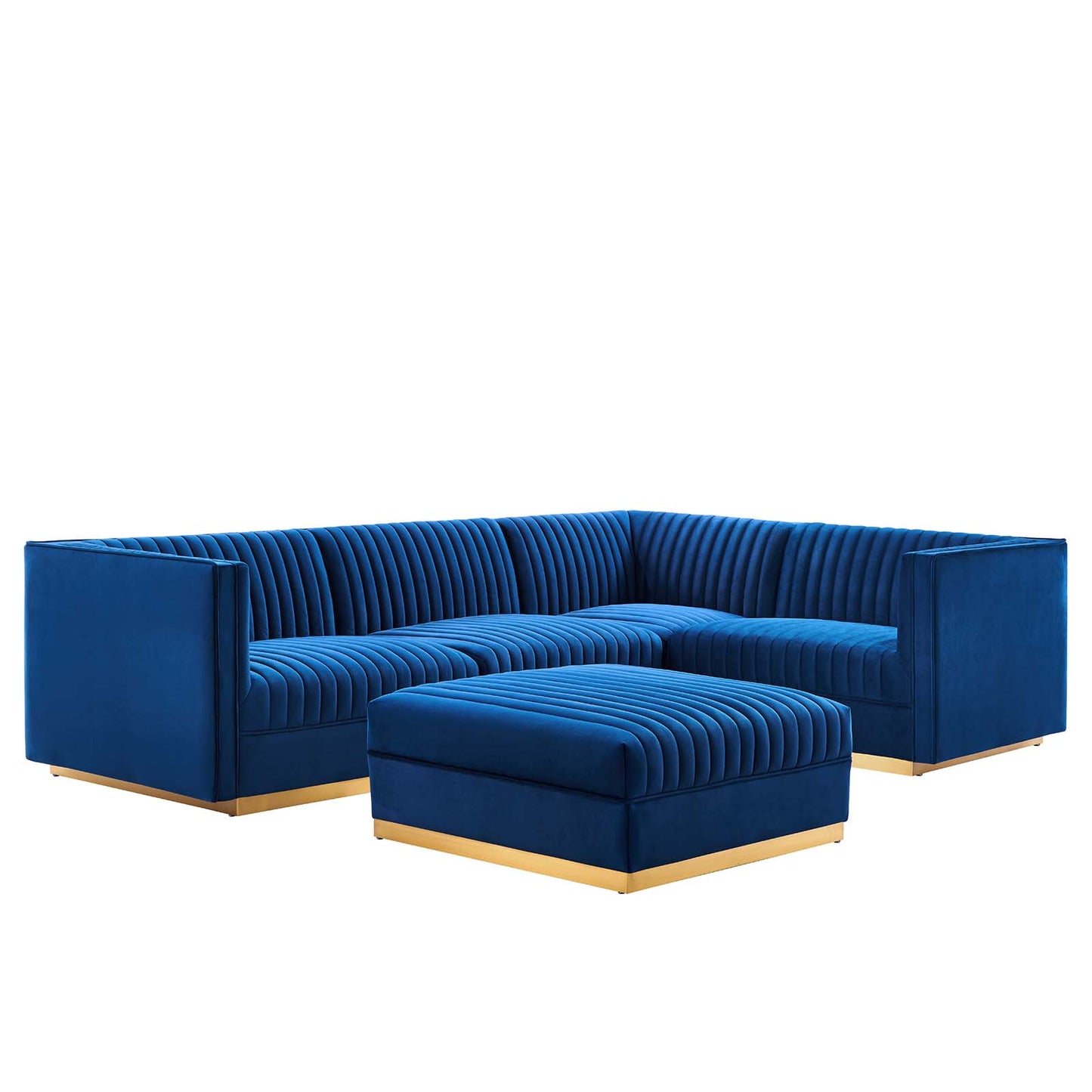 Sanguine Channel Tufted Performance Velvet 5-Piece Right-Facing Modular Sectional Sofa