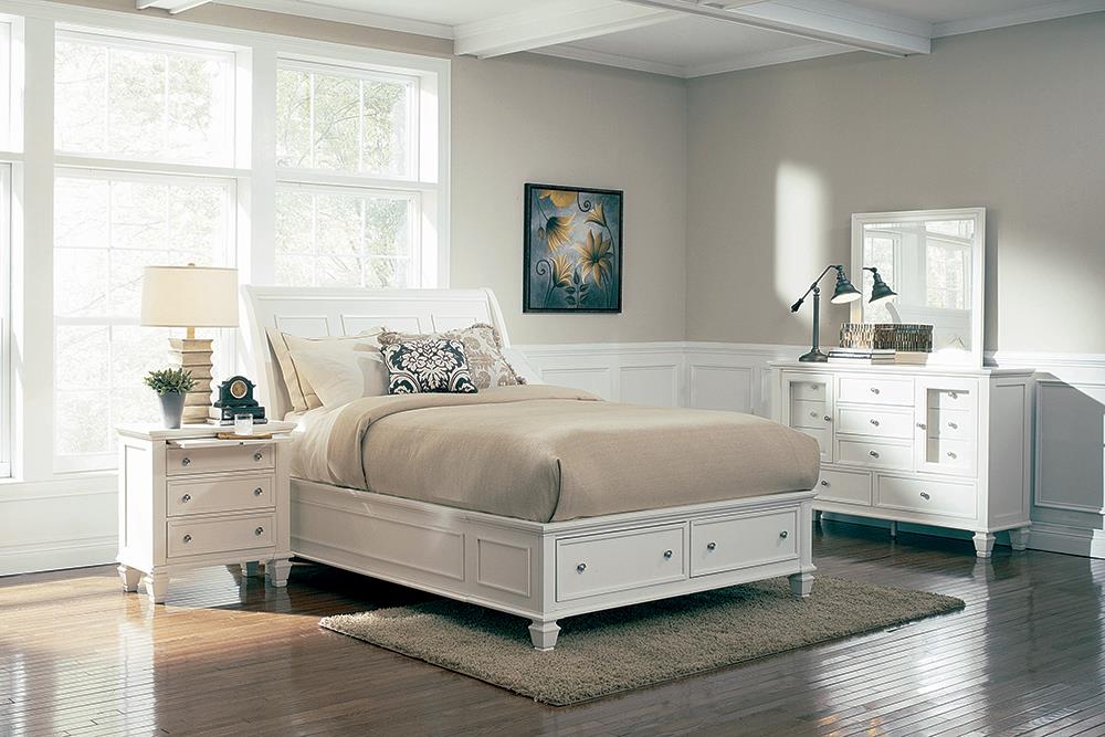 Sandy Beach California King Storage Sleigh Bed White