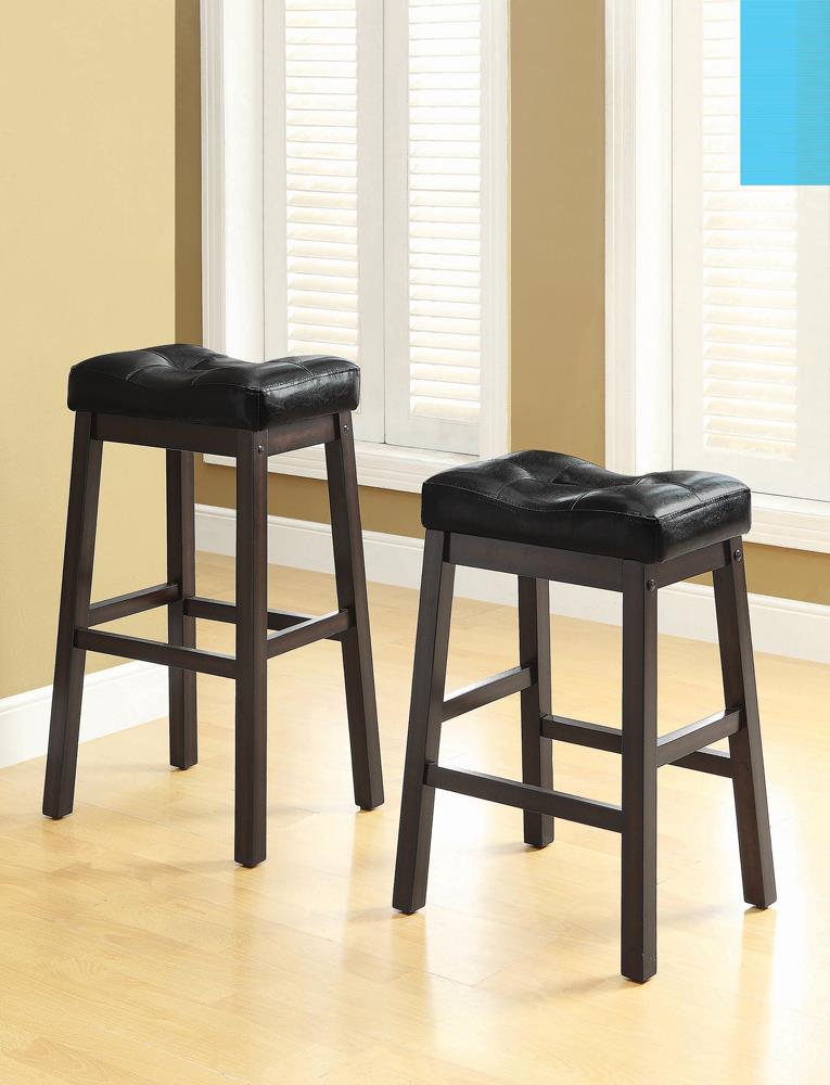 Donald Upholstered Counter Height Stools Black and Cappuccino (Set of 2)