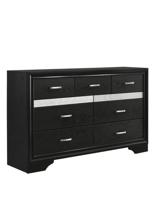 Miranda 7-drawer Dresser Black and Rhinestone