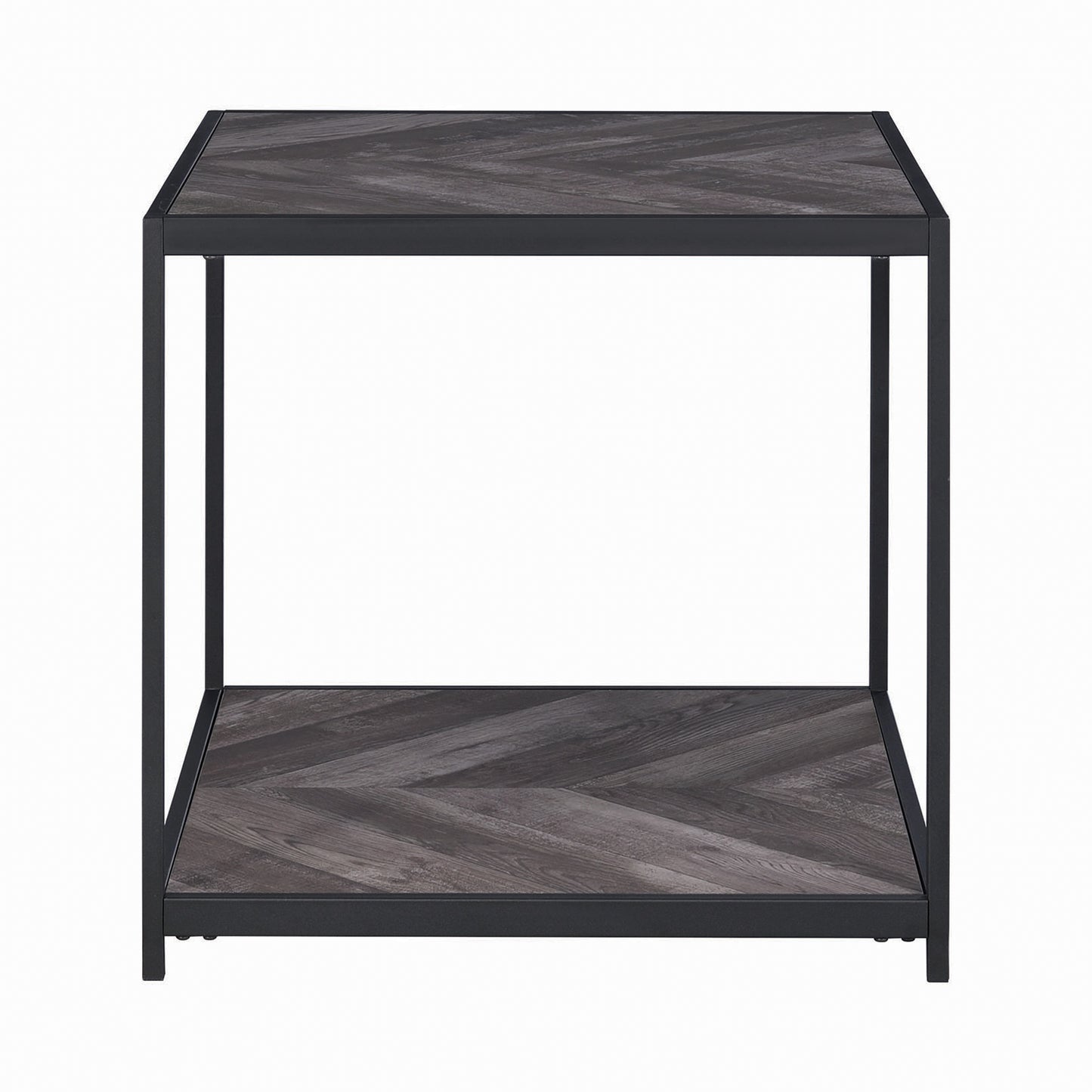 Beckley Chevron End Table Rustic Grey Herringbone