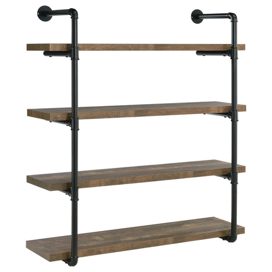 Elmcrest 40-inch Wall Shelf Black and Rustic Oak