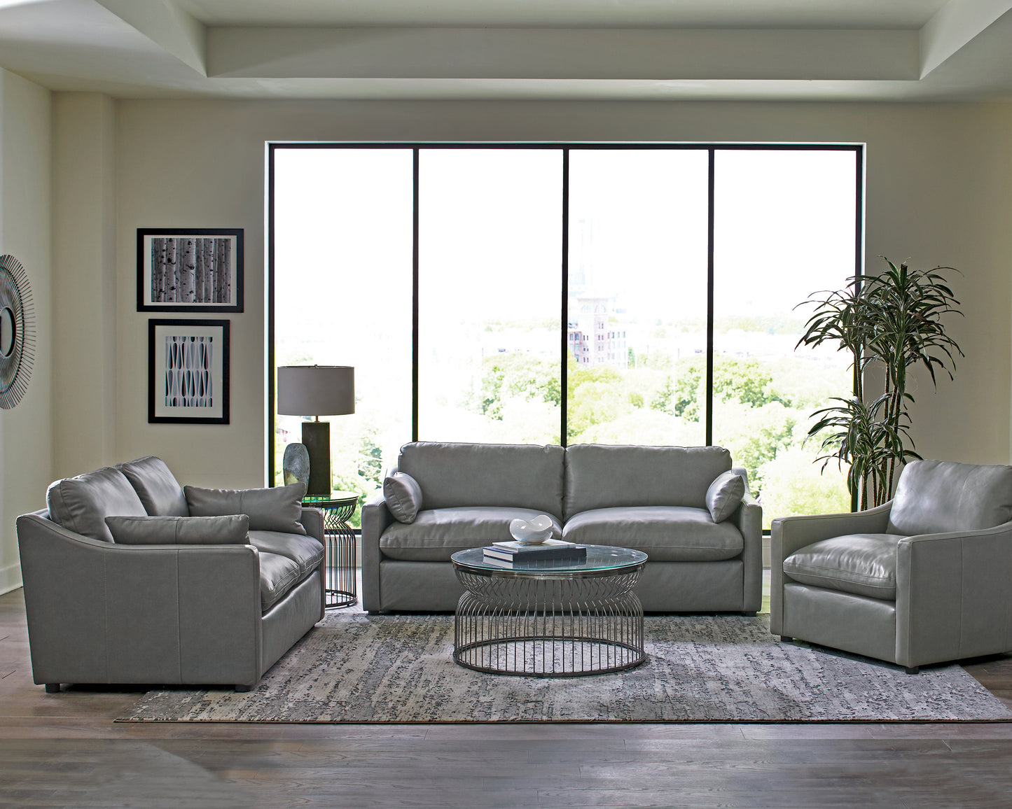 Grayson 3-piece Sloped Arm Upholstered Living Room Set Grey
