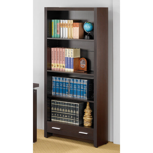 Skylar 5-shelf Bookcase with Storage Drawer Cappuccino