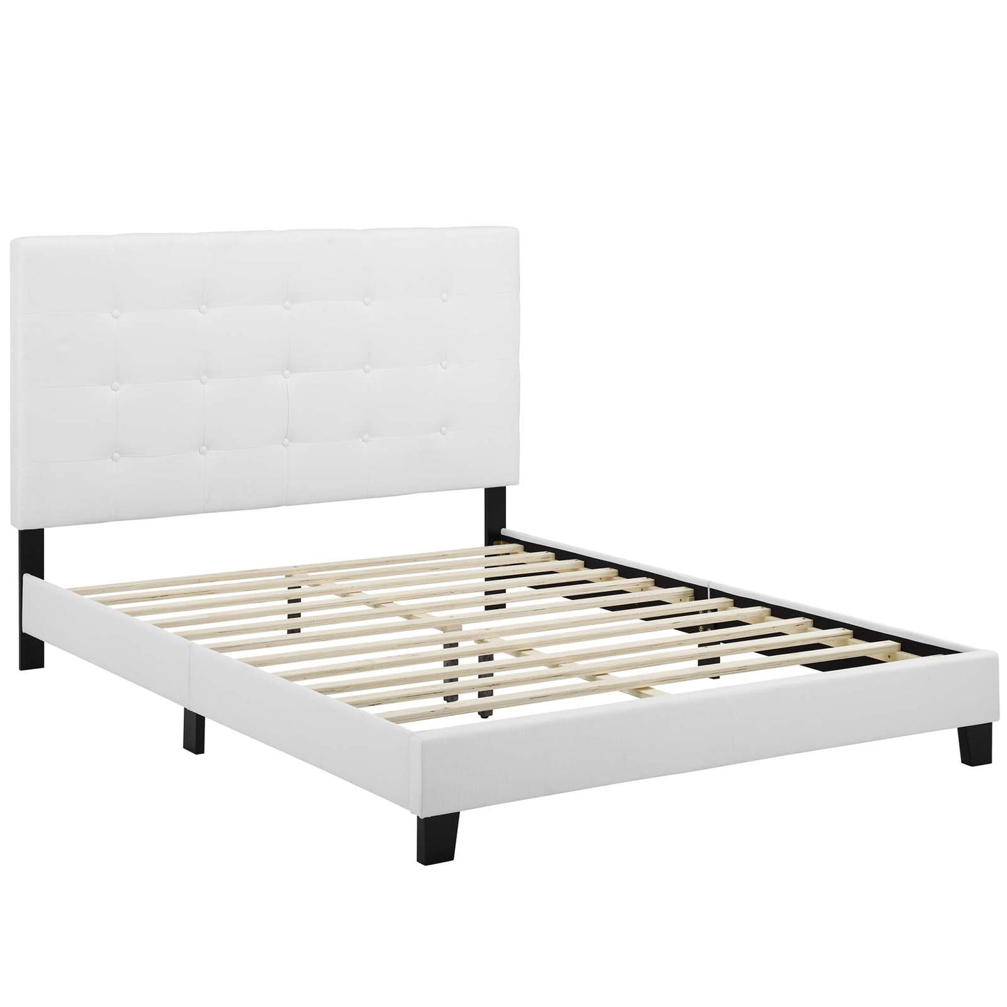 Melanie King Tufted Button Upholstered Fabric Platform Bed