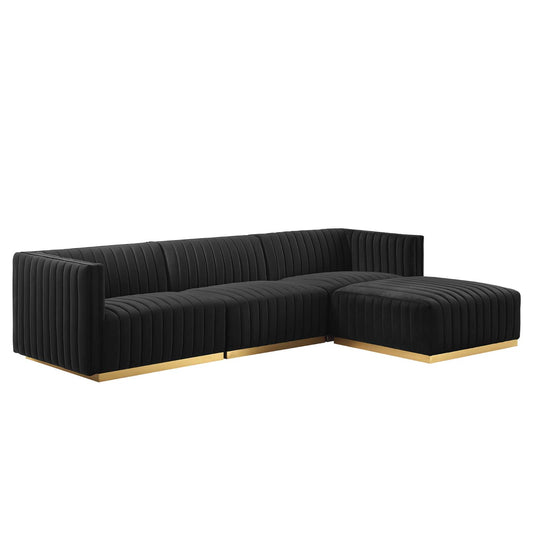 Conjure Channel Tufted Performance Velvet 4-Piece Sectional