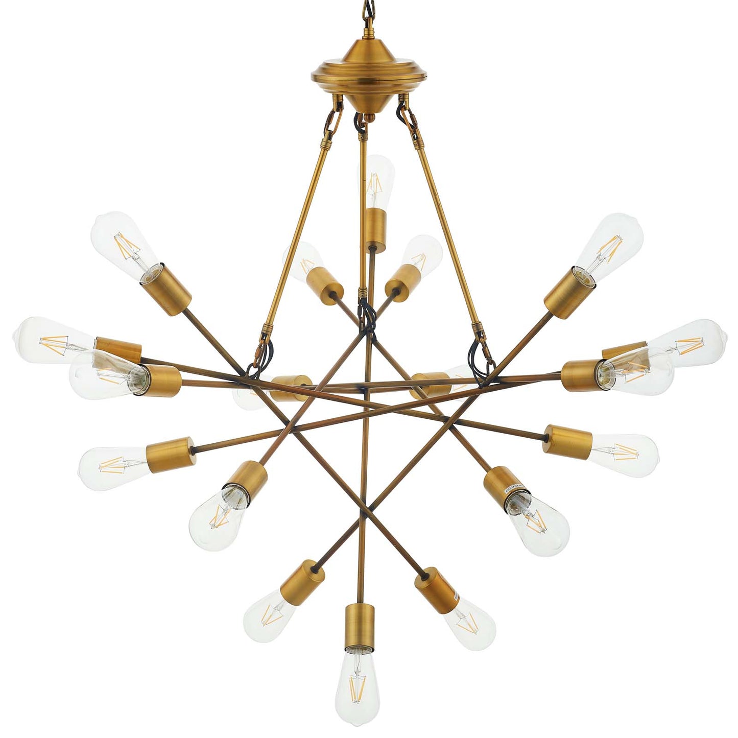 Request Antique Brass 18 Light Mid-Century Pendant Chandelier