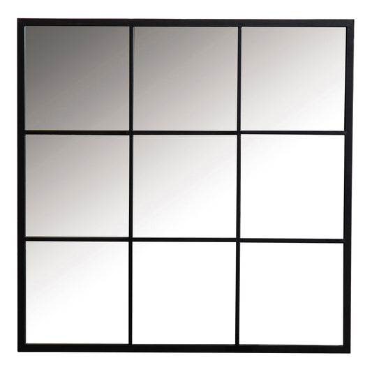 Square Window Pane Wall Mirror Black