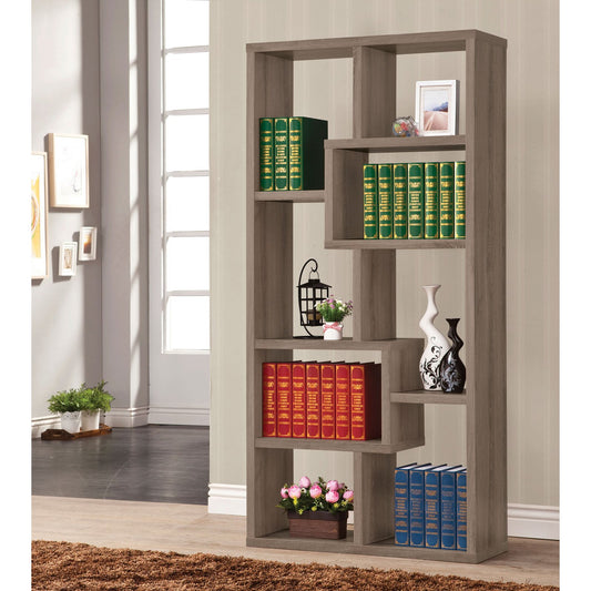 Theo 10-shelf Bookcase Weathered Grey