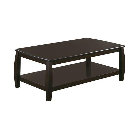 Rectangular Coffee Table with Lower Shelf Espresso