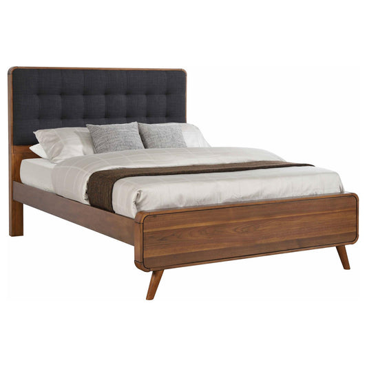 Robyn Queen Bed with Upholstered Headboard Dark Walnut