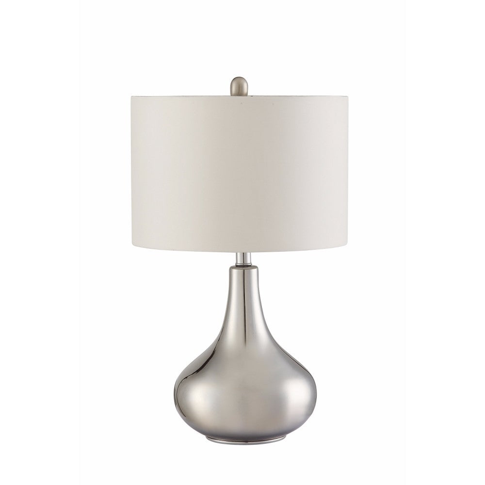 Drum Shade Table Lamp Chrome and White