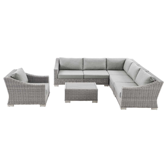 Conway Outdoor Patio Wicker Rattan 7-Piece Sectional Sofa Furniture Set