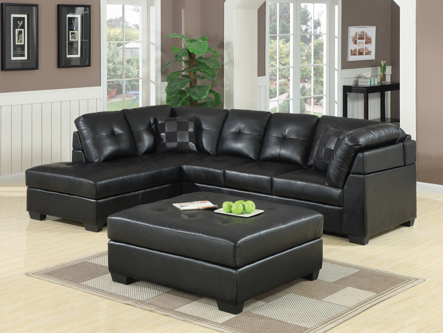 Darie Square Tufted Ottoman Black