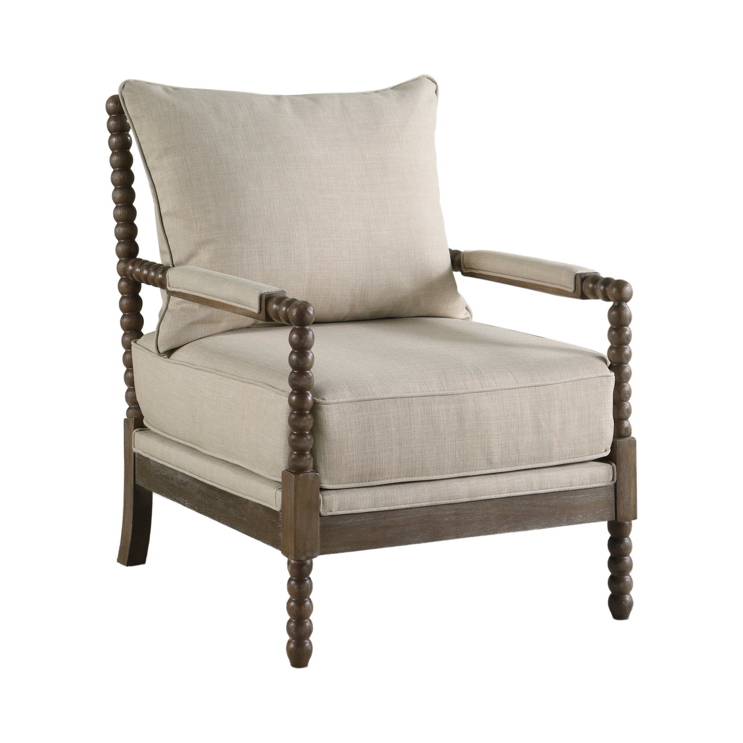Cushion Back Accent Chair Oatmeal and Natural