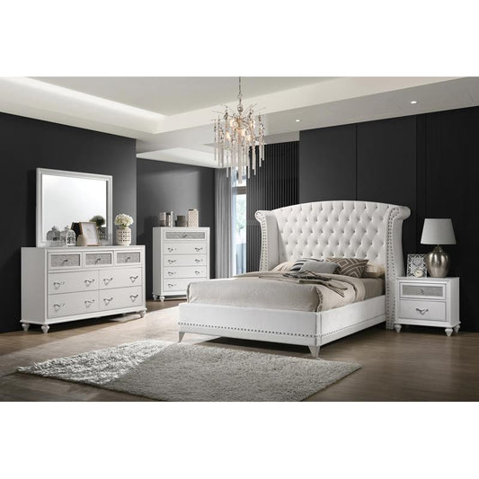 Barzini Upholstered Tufted Bedroom Set White