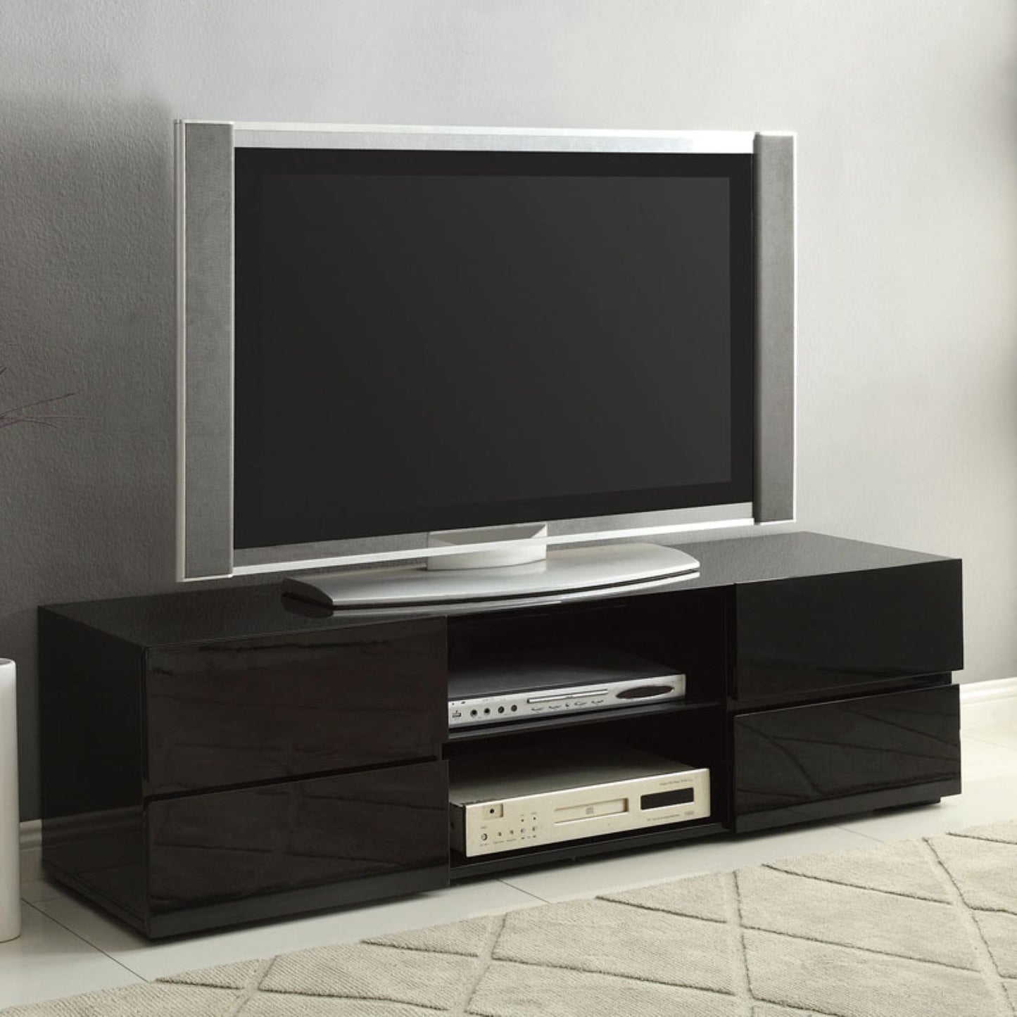 4-drawer TV Console Glossy Black
