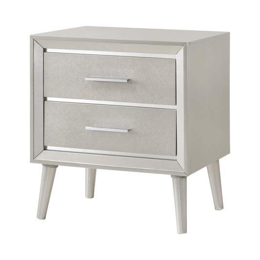 Ramon 2-drawer Nightstand Metallic Sterling