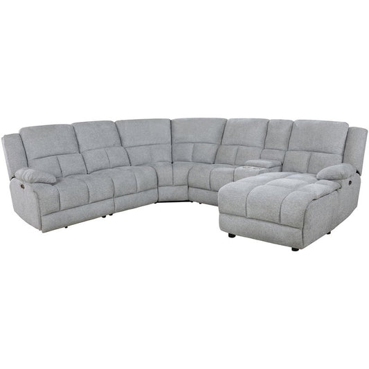 Belize 6-piece Pillow Top Arm Power Sectional Grey