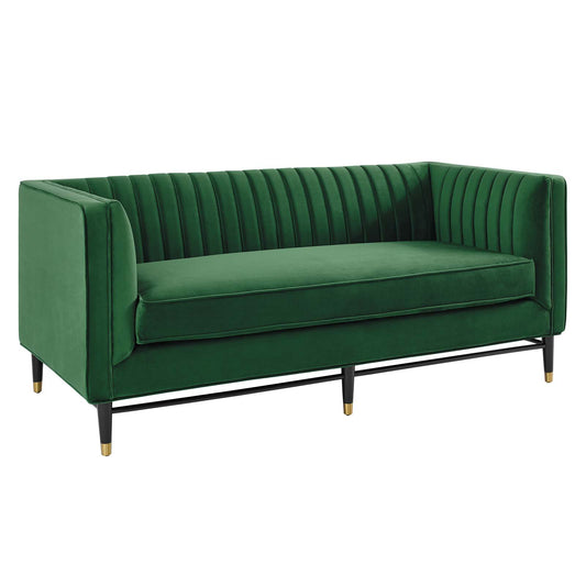 Devote Channel Tufted Performance Velvet Loveseat