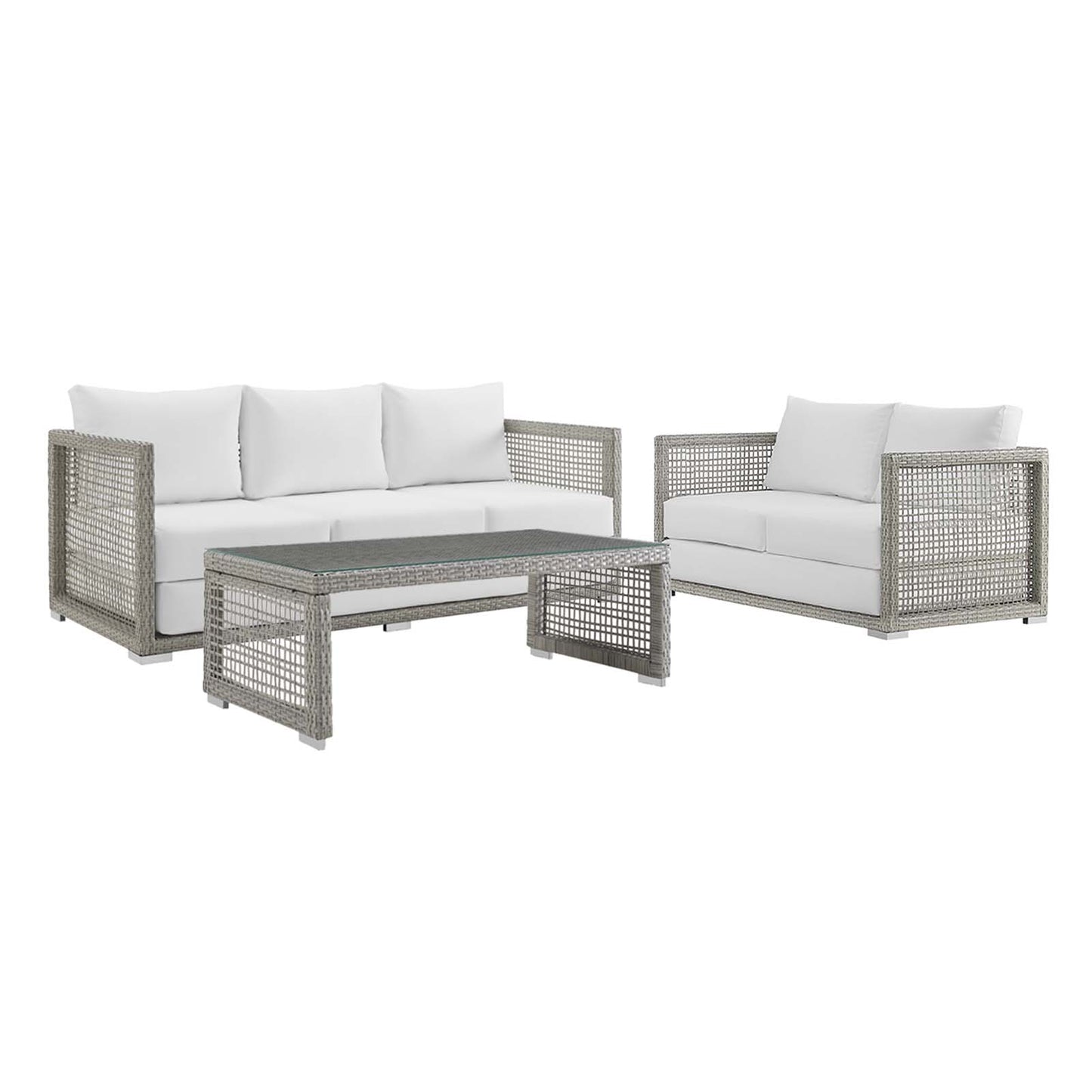 Aura 3 Piece Outdoor Patio Wicker Rattan Set