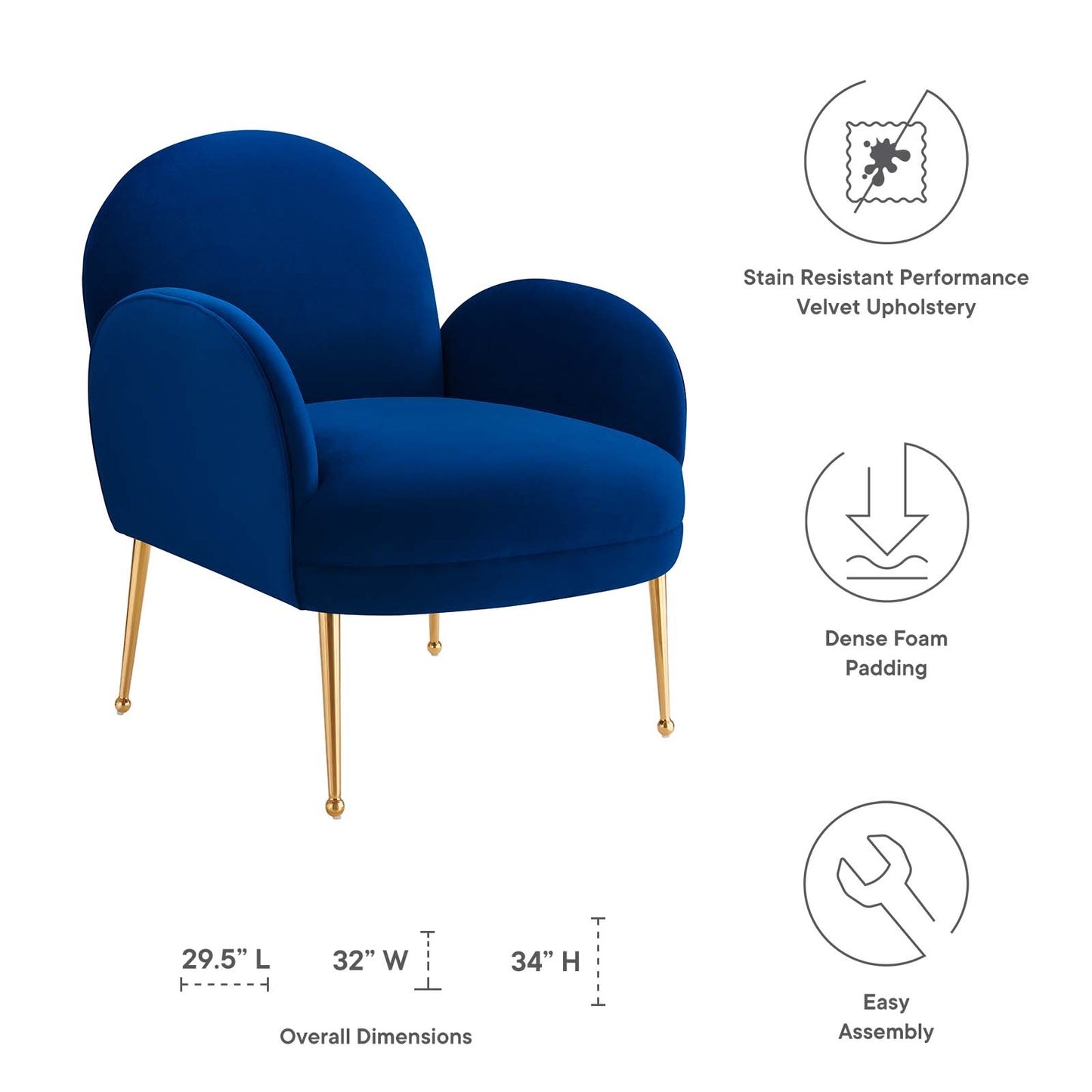 Transcend Performance Velvet Armchair