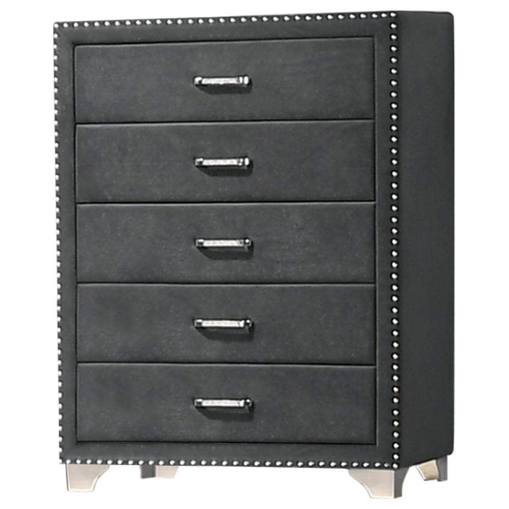 Melody 5-drawer Upholstered Chest Grey