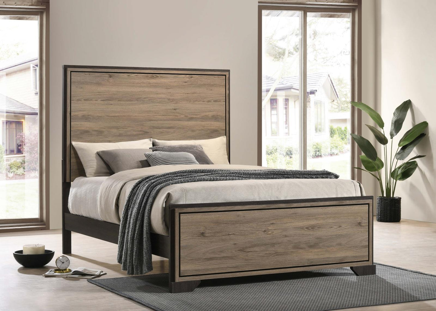 Baker Panel California King Bed Brown and Light Taupe